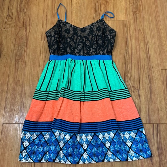 Tracy Reese Silk Sleeveless Multi-Color Mini Dress - Picture 4 of 14